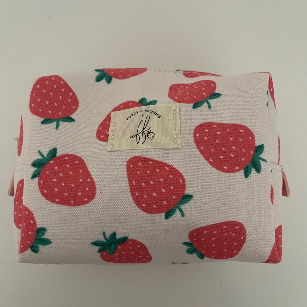 Poppy & Peonies X Fallon Farinacci Strawberry Print Cosmetic Bag